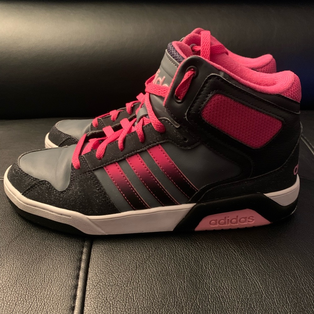 Adidas NEO Basketball Shoes Youth sz 7 BB9TIS Black | Gray | Pink - Picture 5 of 10